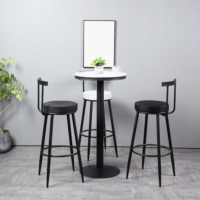 Industrial Metal Barstool Faux Leather Cushion Low Back Counter Stool with Legs for Home