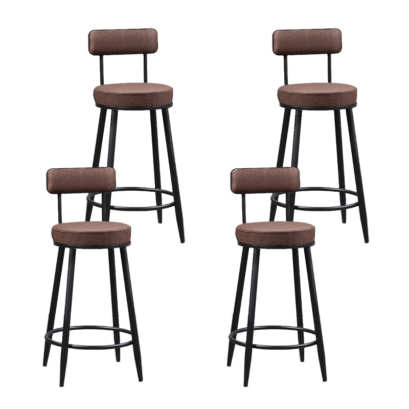 Industrial Metal Barstool Faux Leather Cushion Low Back Counter Stool with Legs for Home
