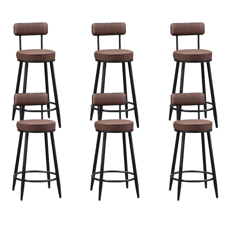 Industrial Metal Barstool Faux Leather Cushion Low Back Counter Stool with Legs for Home