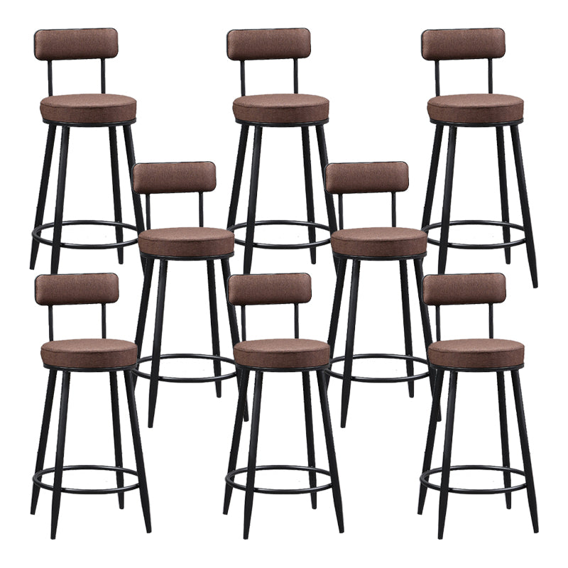 Industrial Metal Barstool Faux Leather Cushion Low Back Counter Stool with Legs for Home