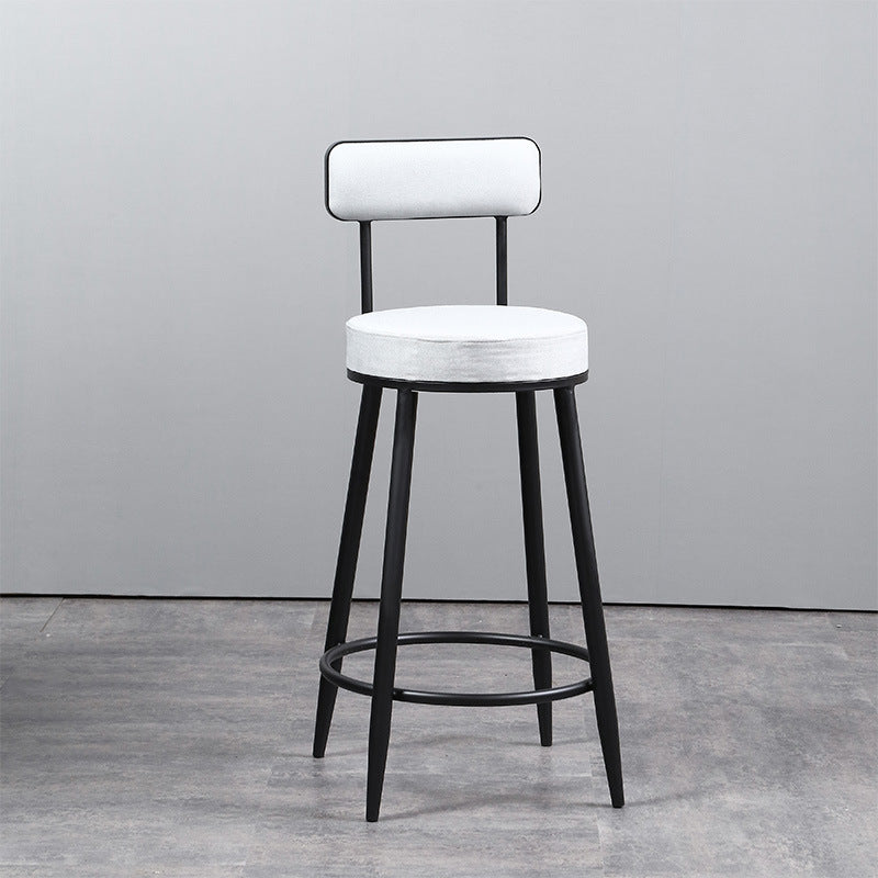 Industrial Metal Barstool Faux Leather Cushion Low Back Counter Stool with Legs for Home