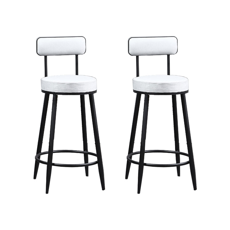 Industrial Metal Barstool Faux Leather Cushion Low Back Counter Stool with Legs for Home
