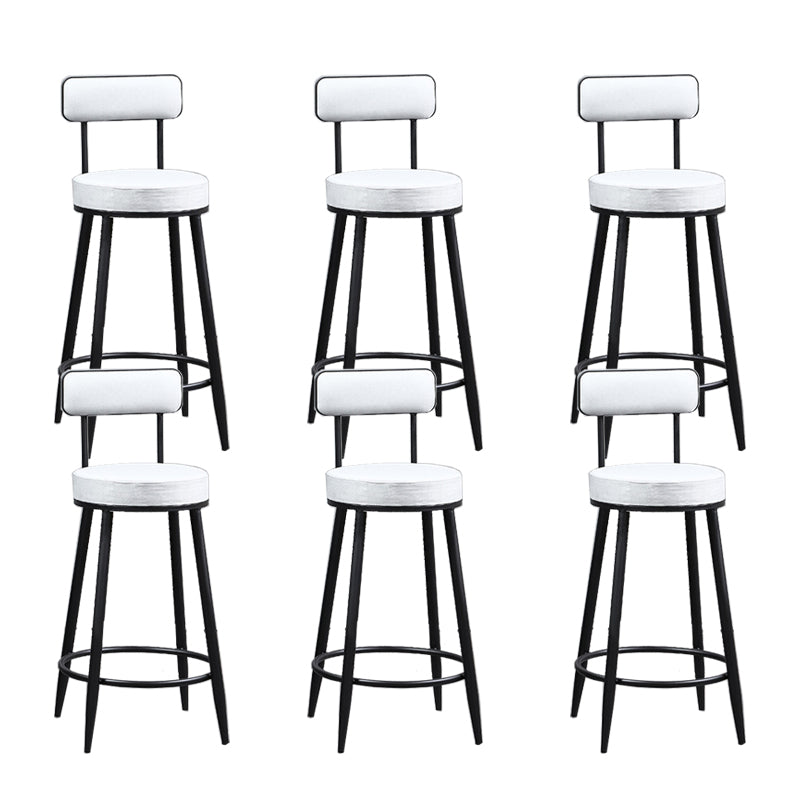 Industrial Metal Barstool Faux Leather Cushion Low Back Counter Stool with Legs for Home