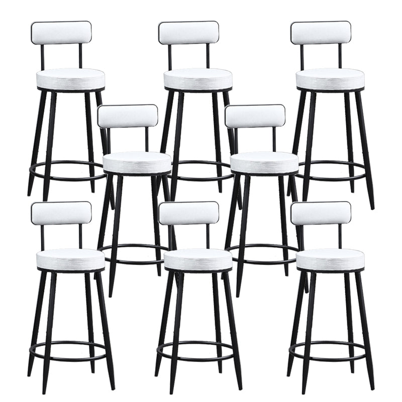 Industrial Metal Barstool Faux Leather Cushion Low Back Counter Stool with Legs for Home