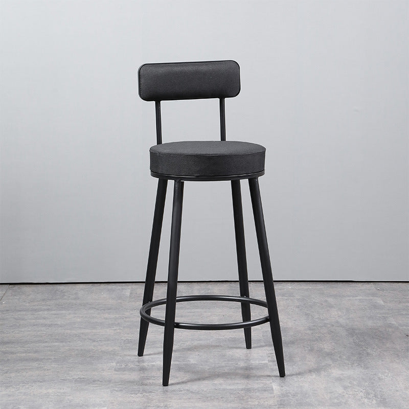 Industrial Metal Barstool Faux Leather Cushion Low Back Counter Stool with Legs for Home