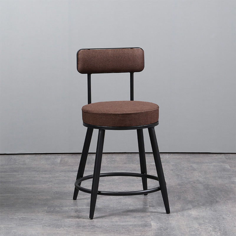 Industrial Metal Barstool Faux Leather Cushion Low Back Counter Stool with Legs for Home
