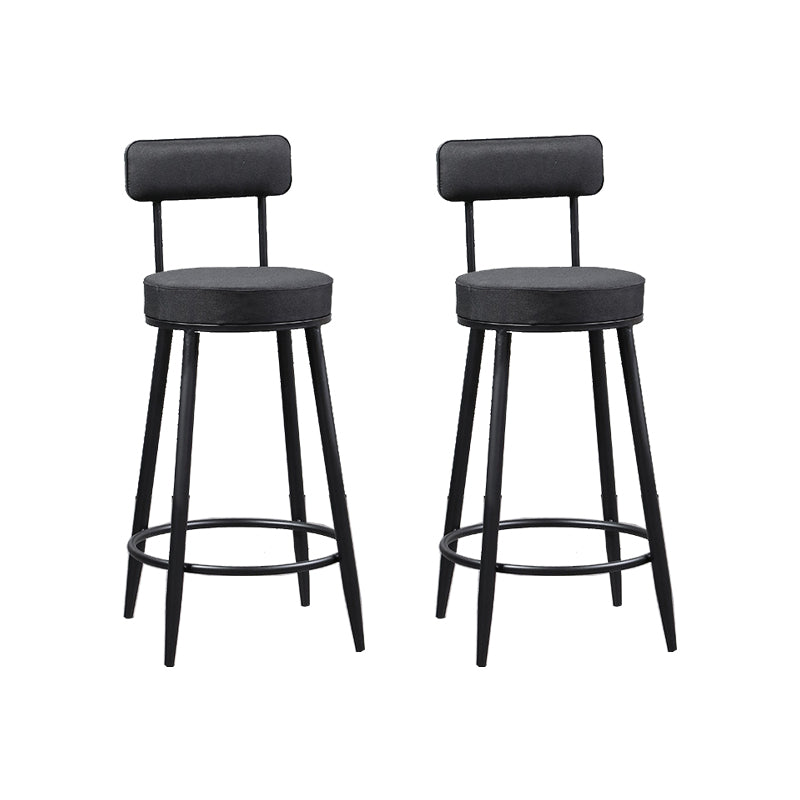 Industrial Metal Barstool Faux Leather Cushion Low Back Counter Stool with Legs for Home