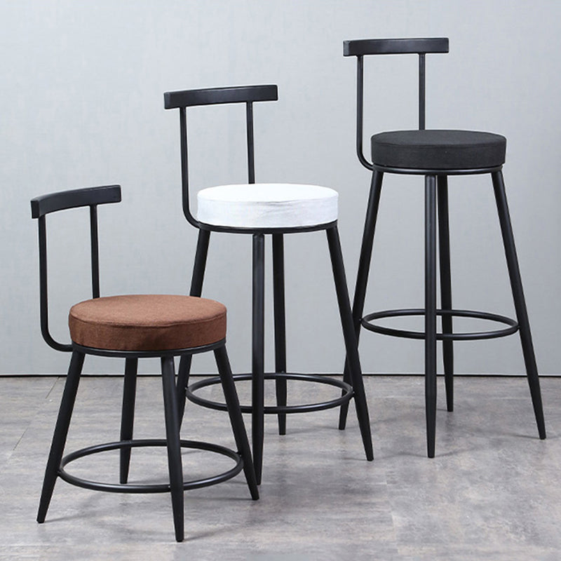 Industrial Metal Barstool Faux Leather Cushion Low Back Counter Stool with Legs for Home