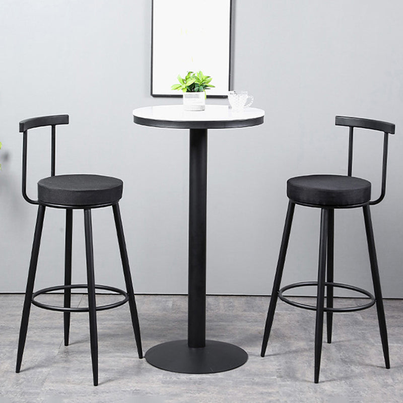 Industrial Metal Barstool Faux Leather Cushion Low Back Counter Stool with Legs for Home