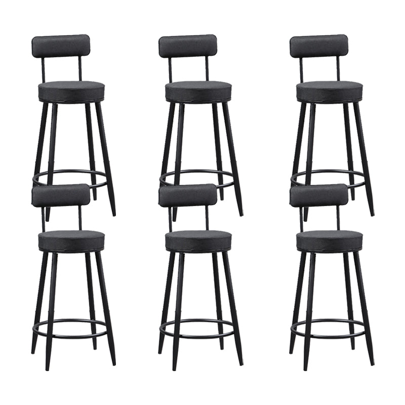 Industrial Metal Barstool Faux Leather Cushion Low Back Counter Stool with Legs for Home