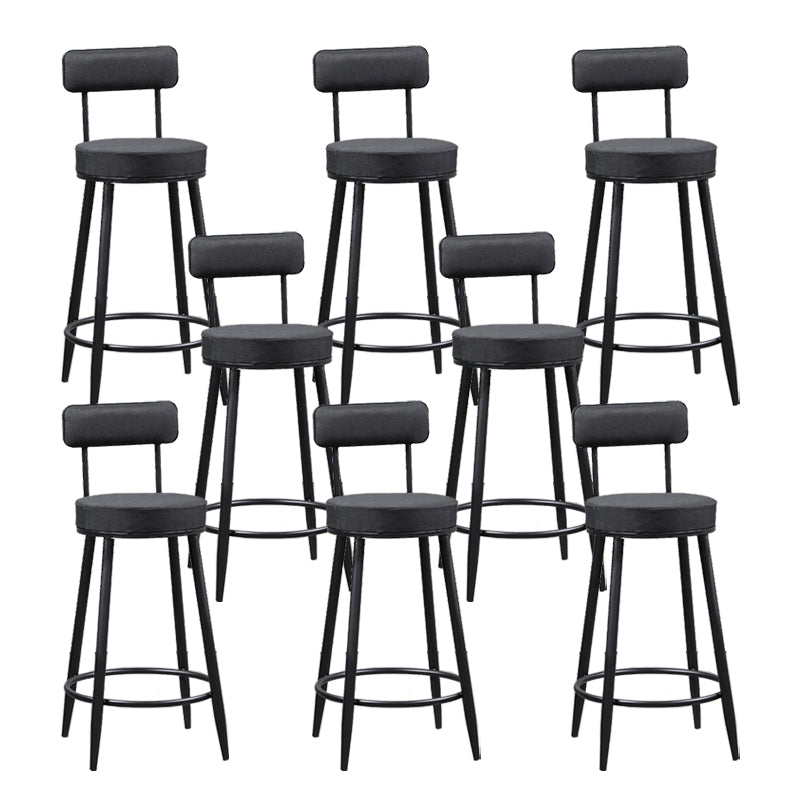 Industrial Metal Barstool Faux Leather Cushion Low Back Counter Stool with Legs for Home