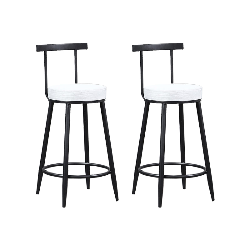 Industrial Metal Barstool Faux Leather Cushion Low Back Counter Stool with Legs for Home