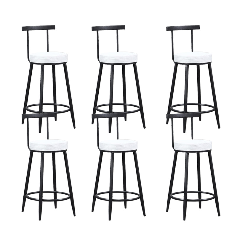 Industrial Metal Barstool Faux Leather Cushion Low Back Counter Stool with Legs for Home