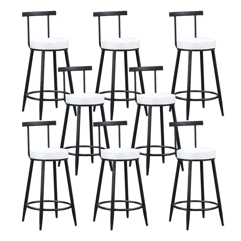 Industrial Metal Barstool Faux Leather Cushion Low Back Counter Stool with Legs for Home