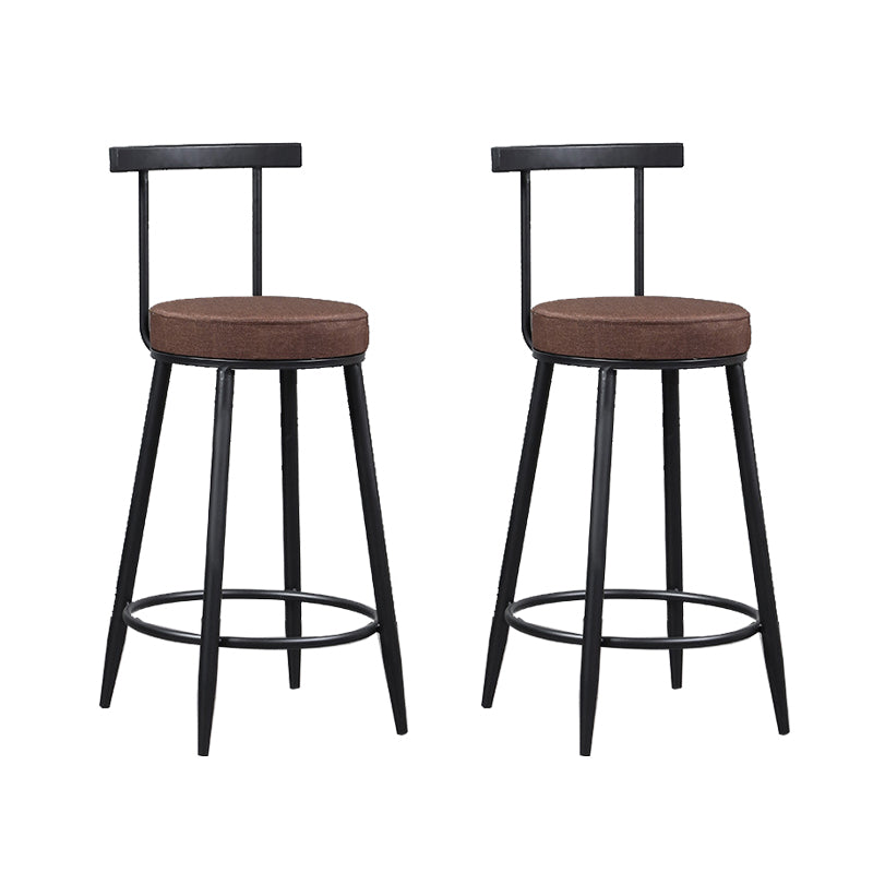 Industrial Metal Barstool Faux Leather Cushion Low Back Counter Stool with Legs for Home