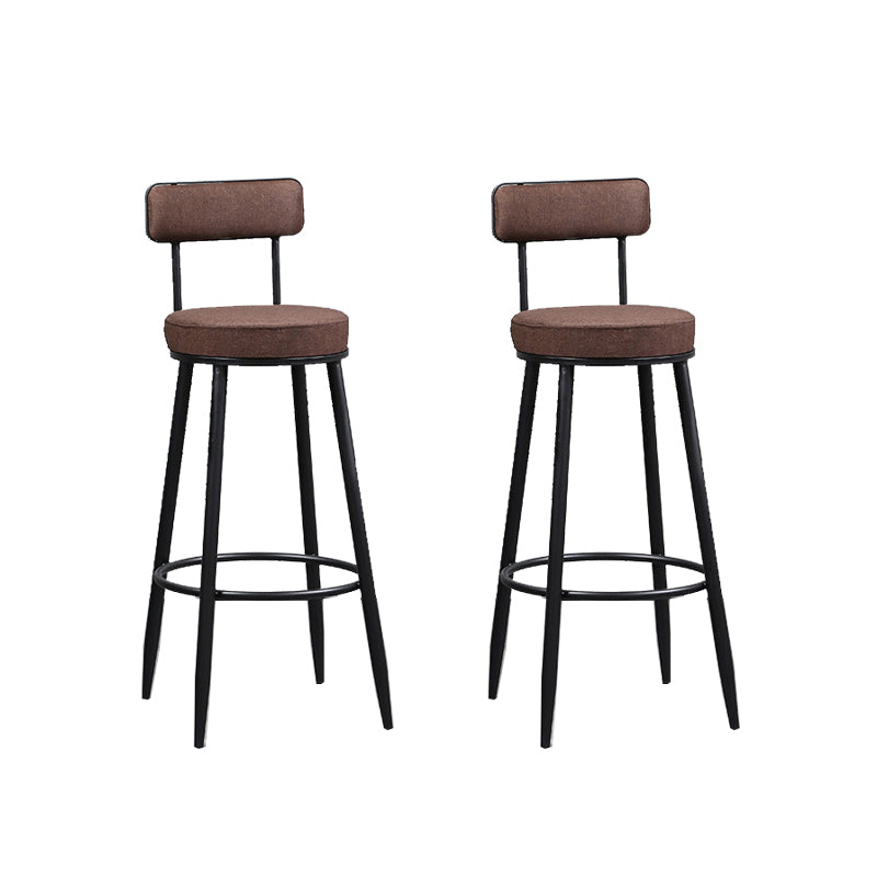 Industrial Metal Barstool Faux Leather Cushion Low Back Counter Stool with Legs for Home