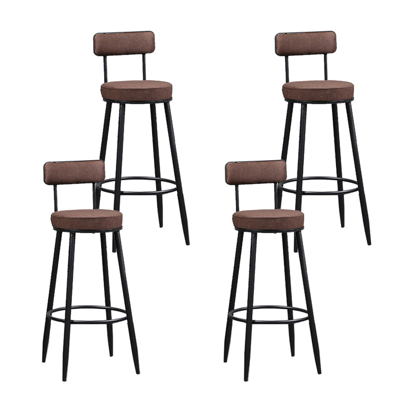 Industrial Metal Barstool Faux Leather Cushion Low Back Counter Stool with Legs for Home
