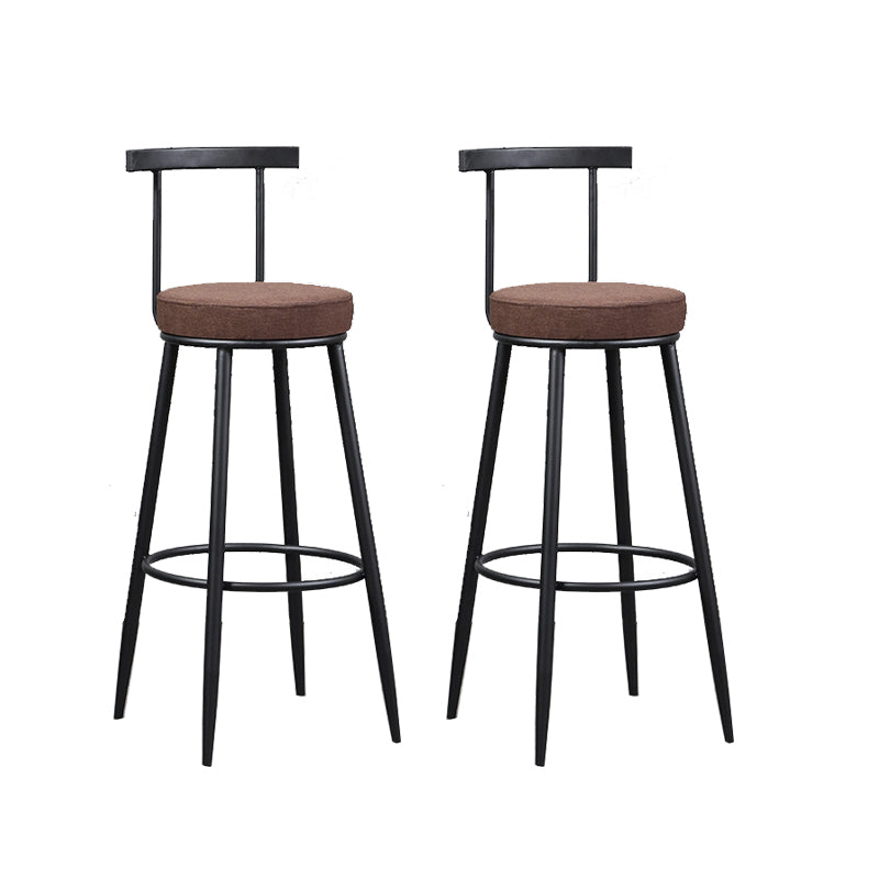 Industrial Metal Barstool Faux Leather Cushion Low Back Counter Stool with Legs for Home