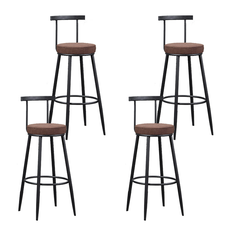Industrial Metal Barstool Faux Leather Cushion Low Back Counter Stool with Legs for Home
