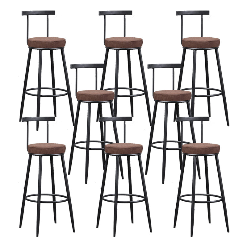 Industrial Metal Barstool Faux Leather Cushion Low Back Counter Stool with Legs for Home