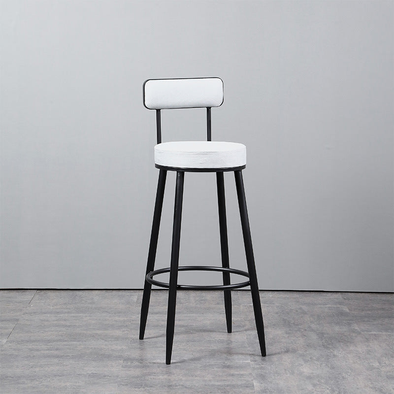 Industrial Metal Barstool Faux Leather Cushion Low Back Counter Stool with Legs for Home