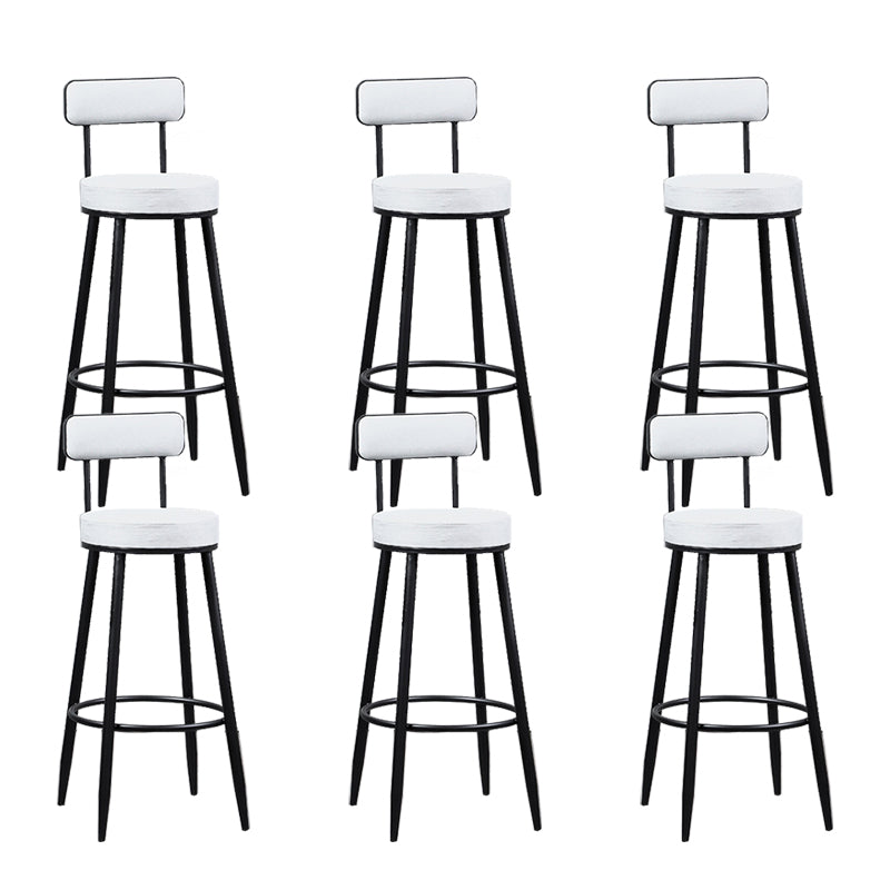 Industrial Metal Barstool Faux Leather Cushion Low Back Counter Stool with Legs for Home