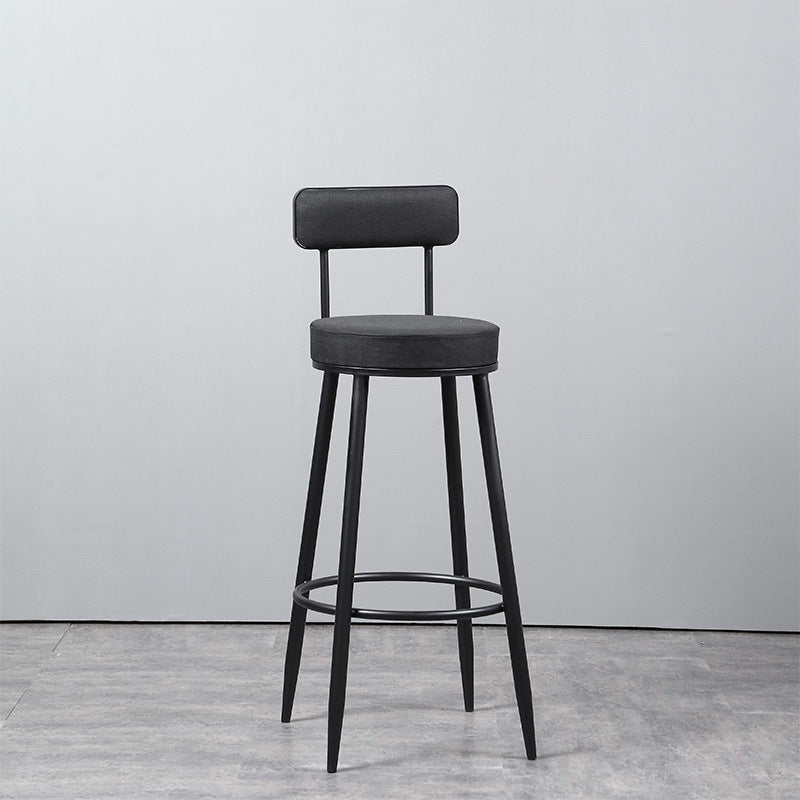 Industrial Metal Barstool Faux Leather Cushion Low Back Counter Stool with Legs for Home