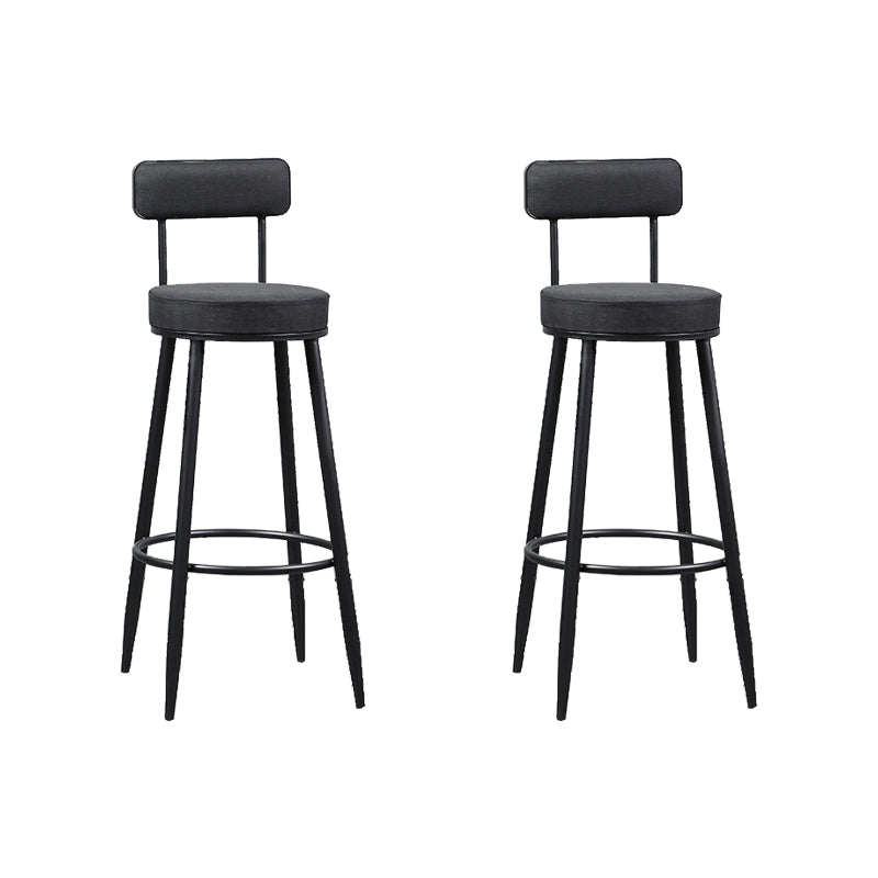 Industrial Metal Barstool Faux Leather Cushion Low Back Counter Stool with Legs for Home