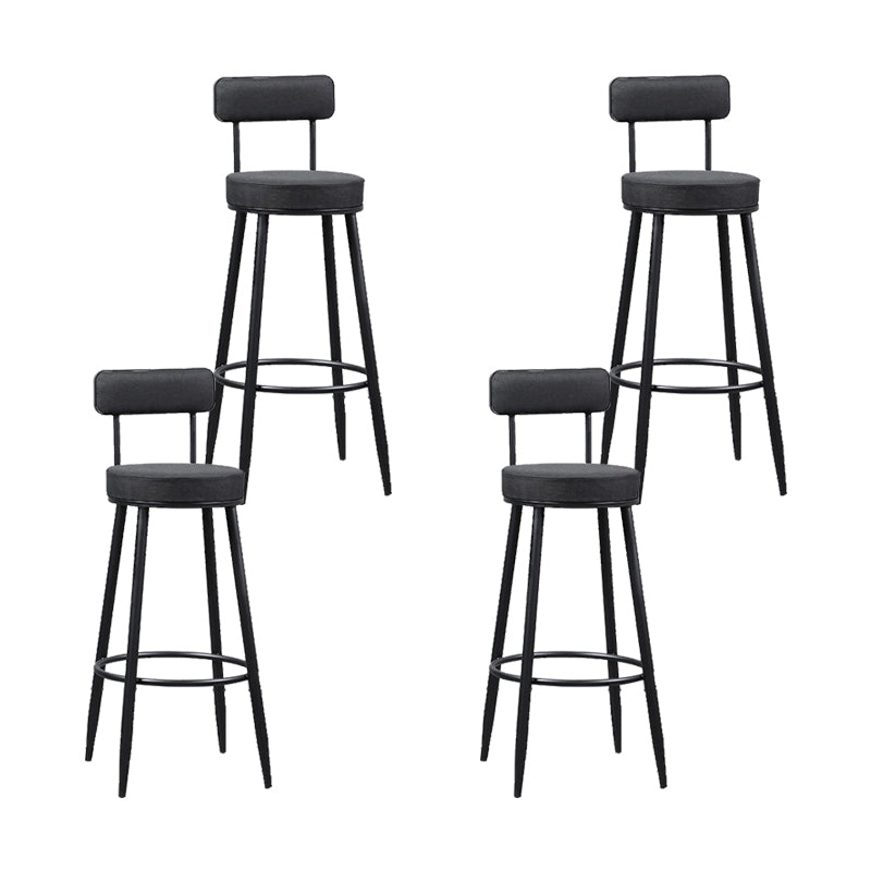 Industrial Metal Barstool Faux Leather Cushion Low Back Counter Stool with Legs for Home