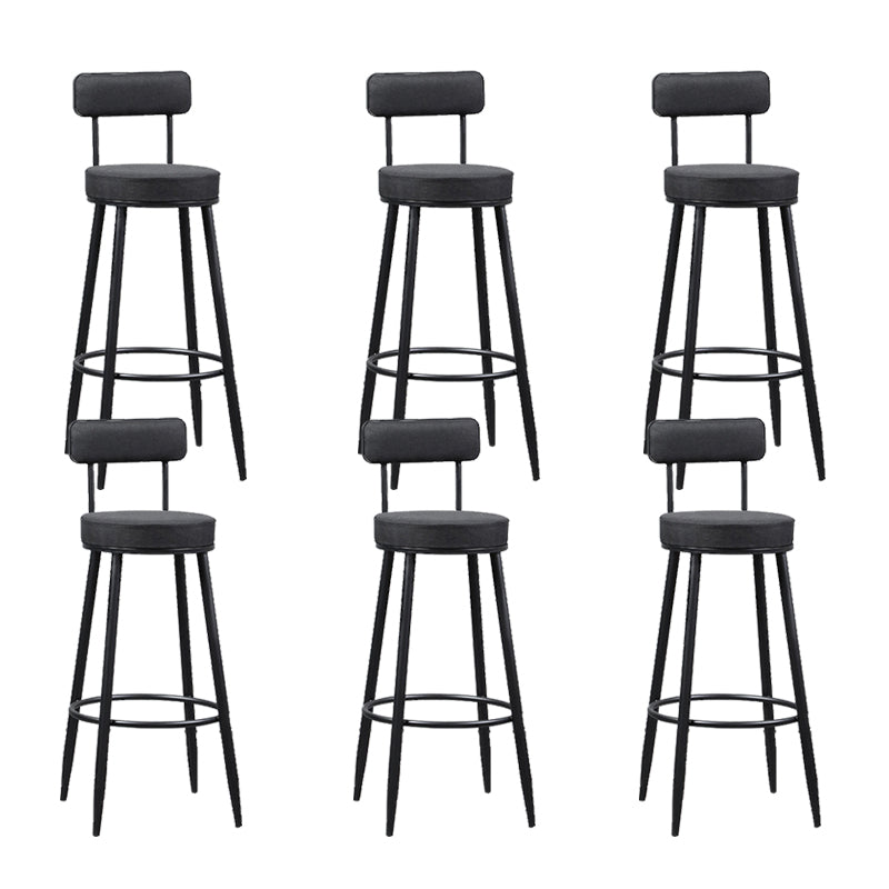 Industrial Metal Barstool Faux Leather Cushion Low Back Counter Stool with Legs for Home