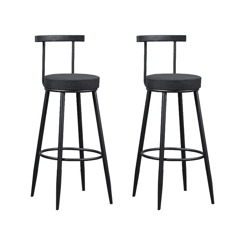 Industrial Metal Barstool Faux Leather Cushion Low Back Counter Stool with Legs for Home