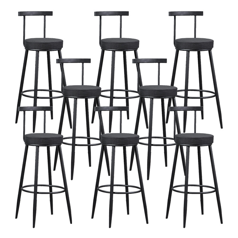 Industrial Metal Barstool Faux Leather Cushion Low Back Counter Stool with Legs for Home