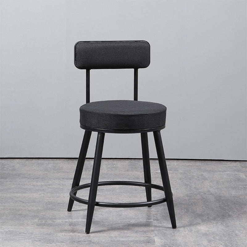 Industrial Metal Barstool Faux Leather Cushion Low Back Counter Stool with Legs for Home