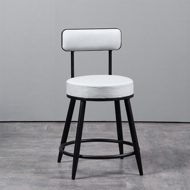 Industrial Metal Barstool Faux Leather Cushion Low Back Counter Stool with Legs for Home