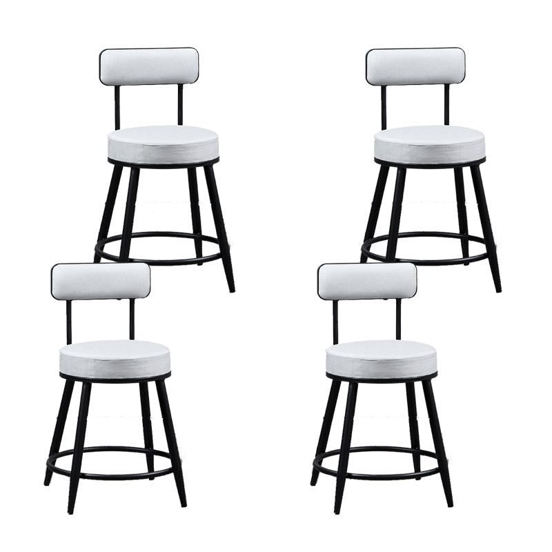 Industrial Metal Barstool Faux Leather Cushion Low Back Counter Stool with Legs for Home