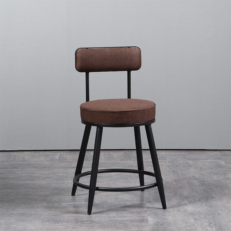 Industrial Metal Barstool Faux Leather Cushion Low Back Counter Stool with Legs for Home