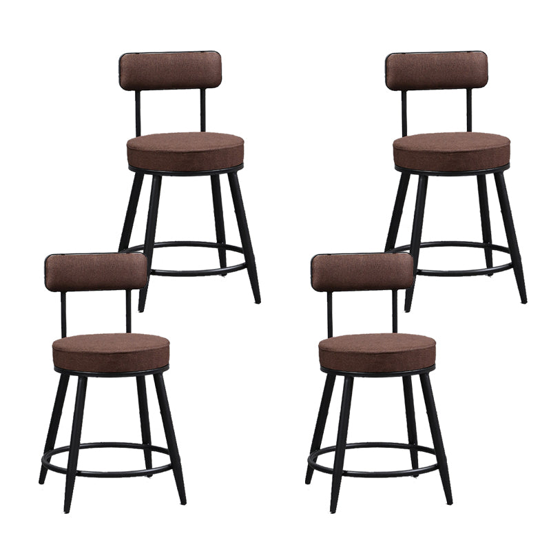 Industrial Metal Barstool Faux Leather Cushion Low Back Counter Stool with Legs for Home