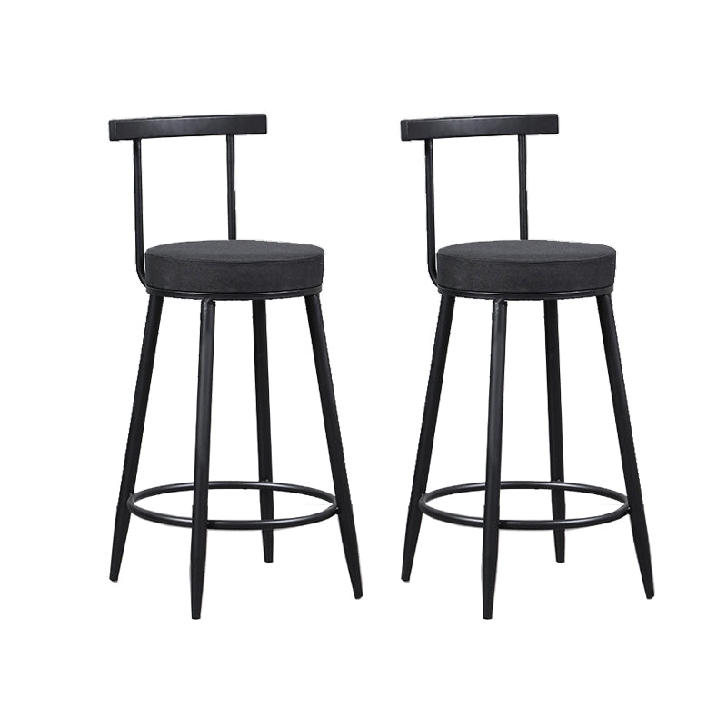 Industrial Metal Barstool Faux Leather Cushion Low Back Counter Stool with Legs for Home