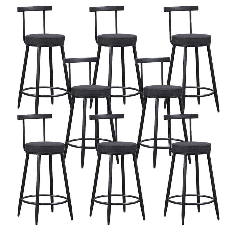 Industrial Metal Barstool Faux Leather Cushion Low Back Counter Stool with Legs for Home