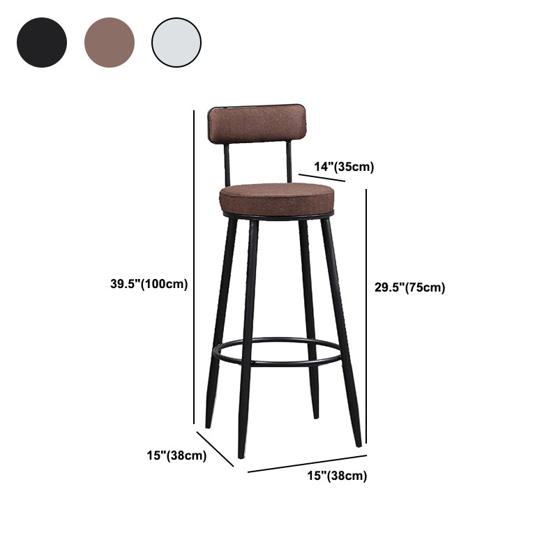 Industrial Metal Barstool Faux Leather Cushion Low Back Counter Stool with Legs for Home