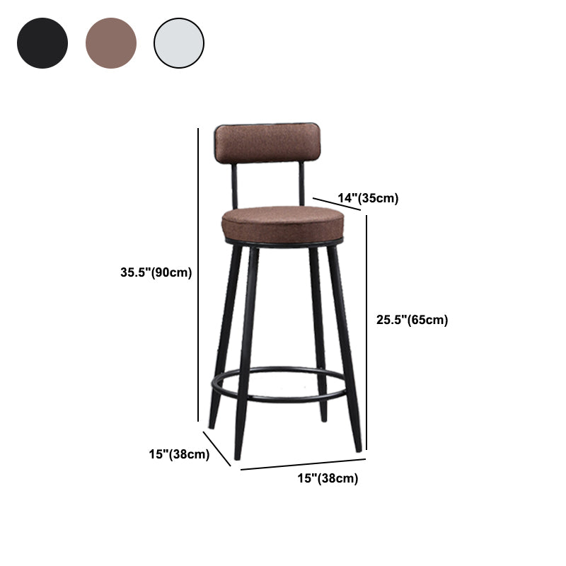 Industrial Metal Barstool Faux Leather Cushion Low Back Counter Stool with Legs for Home