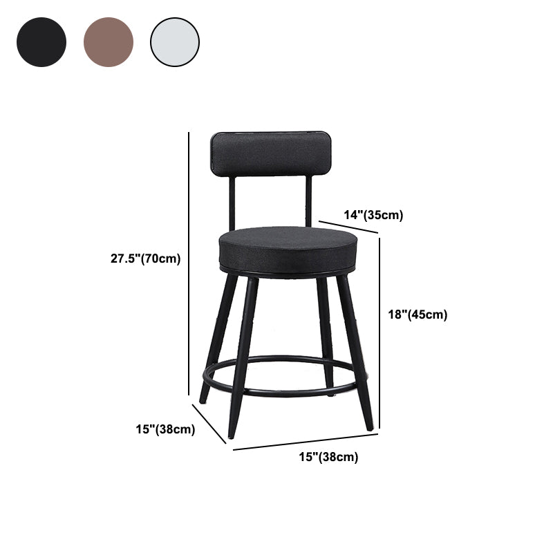 Industrial Metal Barstool Faux Leather Cushion Low Back Counter Stool with Legs for Home