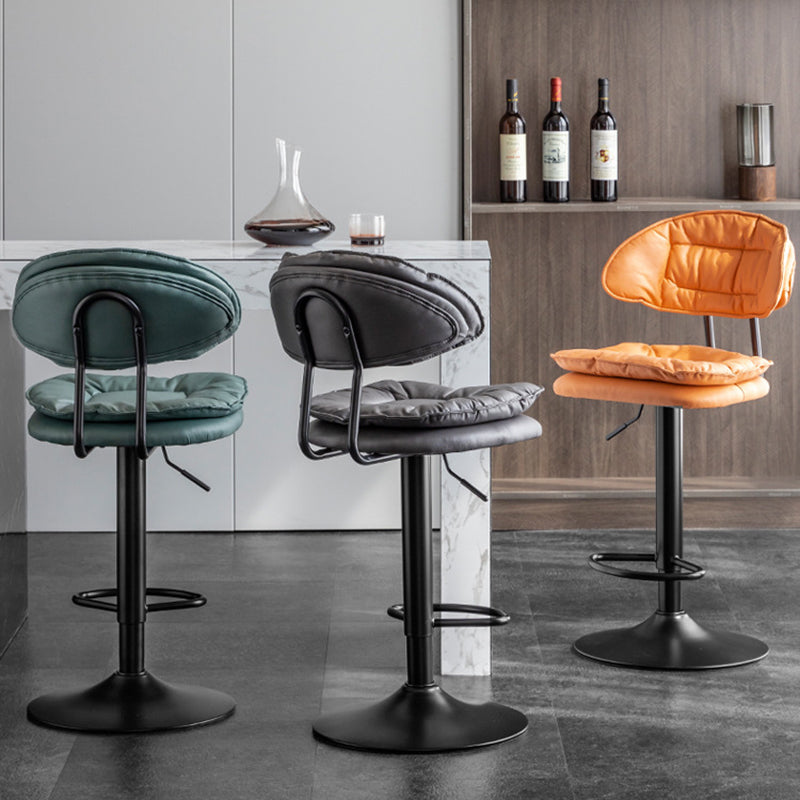 Scandinavian Metal Barstool Fabric Low Back Counter Stool in Matte Finish for Indoor