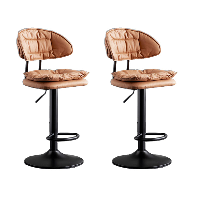 Scandinavian Metal Barstool Fabric Low Back Counter Stool in Matte Finish for Indoor