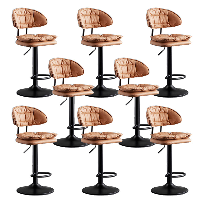 Scandinavian Metal Barstool Fabric Low Back Counter Stool in Matte Finish for Indoor