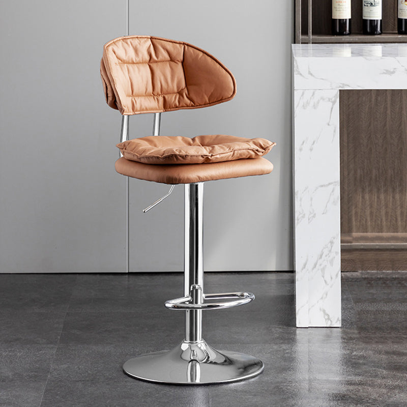 Scandinavian Metal Barstool Fabric Low Back Counter Stool in Matte Finish for Indoor