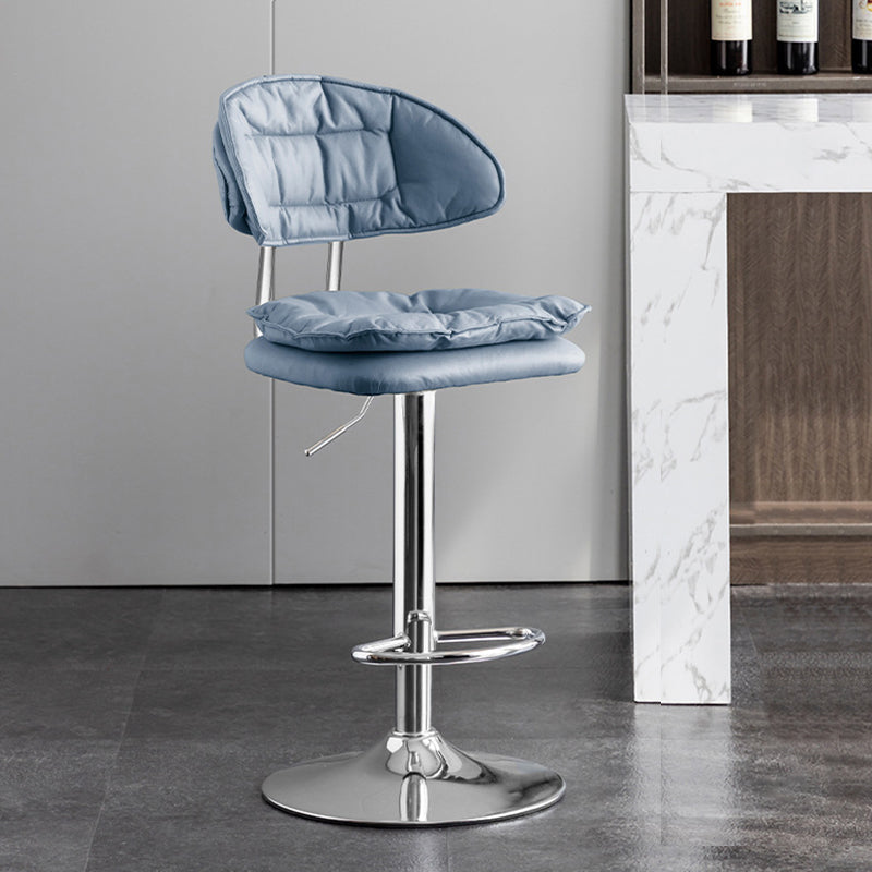 Scandinavian Metal Barstool Fabric Low Back Counter Stool in Matte Finish for Indoor