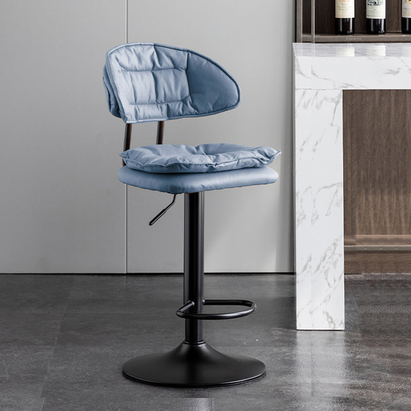 Scandinavian Metal Barstool Fabric Low Back Counter Stool in Matte Finish for Indoor