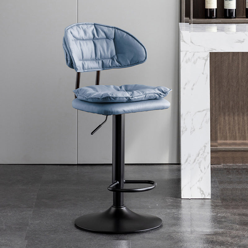 Scandinavian Metal Barstool Fabric Low Back Counter Stool in Matte Finish for Indoor