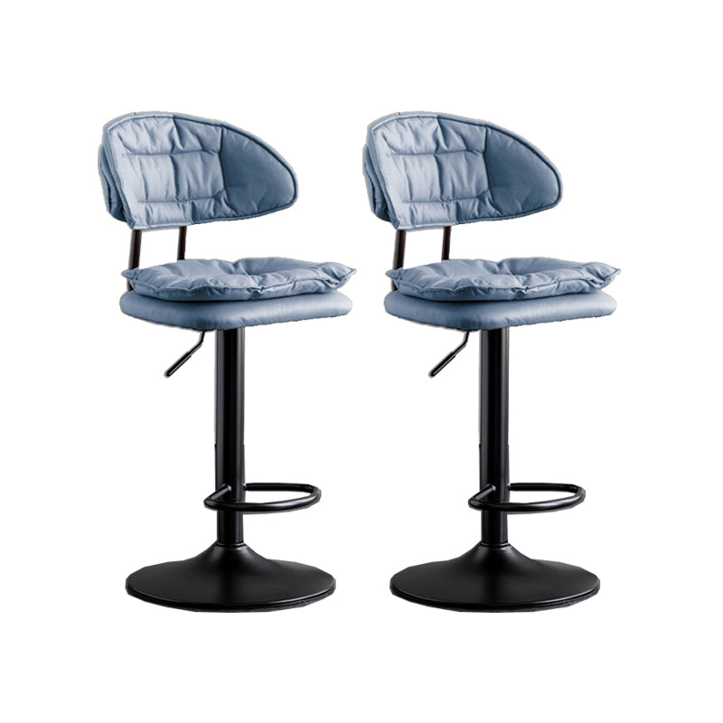 Scandinavian Metal Barstool Fabric Low Back Counter Stool in Matte Finish for Indoor